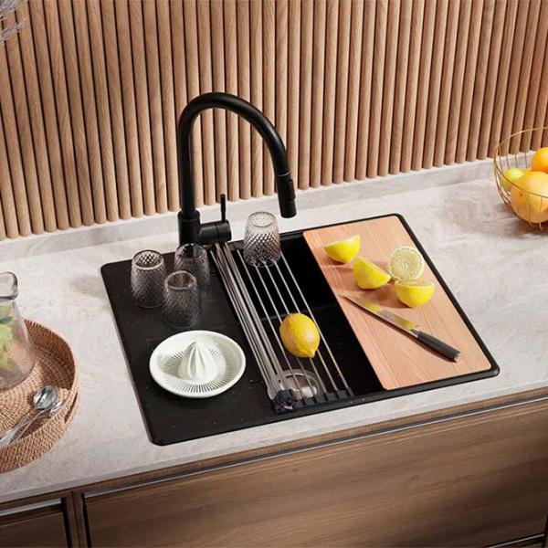 Кухонная мойка PRIMAGRAN COPENHAGEN 620-50 Top 50 x 62 / Гранит / Черный металлик photo 5