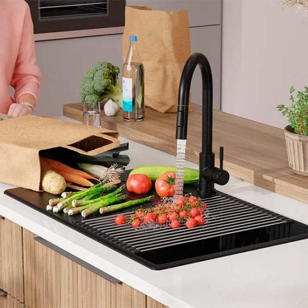 Кухонная мойка PRIMAGRAN COPENHAGEN 780-50 Top 50 x 78 / Гранит / Черный металлик photo 9