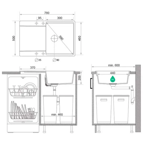 Кухонная мойка PRIMAGRAN SAN FRANCISCO 780-50 level 50 x 78 / Гранит / Бежевый photo 2