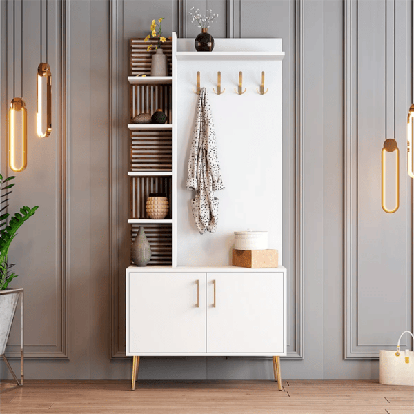 Dulap pentru antreu Trendy Sala Stand Viyana D PAL / White Gold photo 2