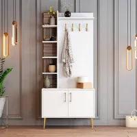 Dulap pentru antreu Trendy Sala Stand Viyana D PAL / White Gold photo 2