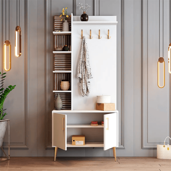 Dulap pentru antreu Trendy Sala Stand Viyana D PAL / White Gold photo 3