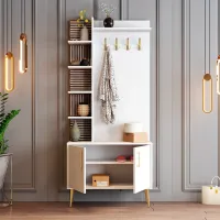 Dulap pentru antreu Trendy Sala Stand Viyana D PAL / White Gold photo 3