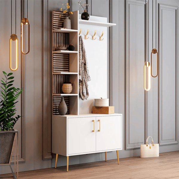 Dulap pentru antreu Trendy Sala Stand Viyana D PAL / White Gold photo 4