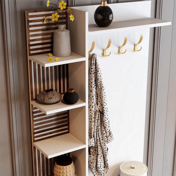 Dulap pentru antreu Trendy Sala Stand Viyana D PAL / White Gold photo 5