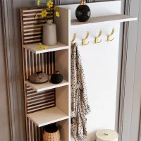 Dulap pentru antreu Trendy Sala Stand Viyana D PAL / White Gold photo 5