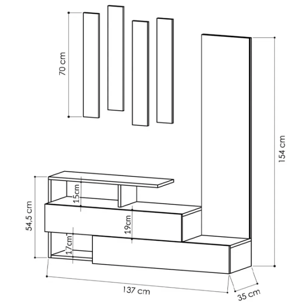 Dulap pentru antreu Trendy Sala Stand Ramda PAL / Gray photo 6