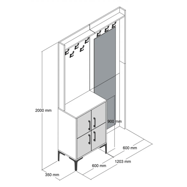 Dulap pentru antreu Trendy Sala Stand Berlin ABC PAL / White photo 6