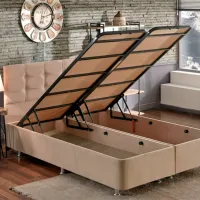 Pat Trendy Ela Double 180 x 200 cm / Oțel / Light Brown photo 2