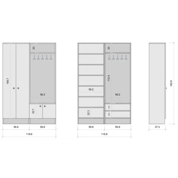 Dulap pentru antreu Trendy Sala Stand M11 PAL melaminat / White photo 8