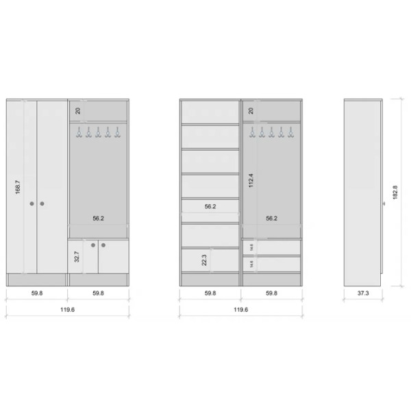 Dulap pentru antreu Trendy Sala Stand M11 PAL melaminat / White photo 8