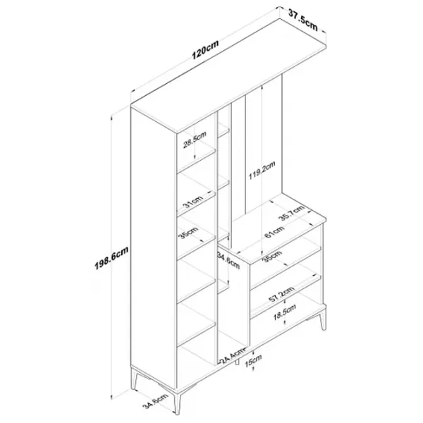 Шкаф для прихожей Trendy Sala Stand EA109 ДСП меламин / White photo 9