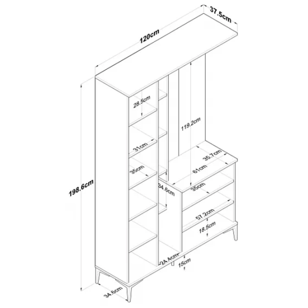 Шкаф для прихожей Trendy Sala Stand EA109 ДСП меламин / White photo 9