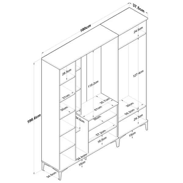 Dulap pentru antreu Trendy Sala Stand EA131 PAL melaminat / White photo 12