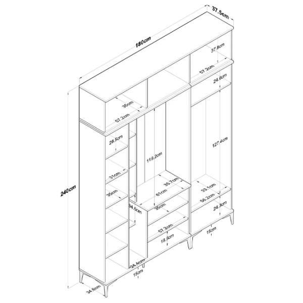 Dulap pentru antreu Trendy Sala Stand EA128 PAL melaminat / White photo 12