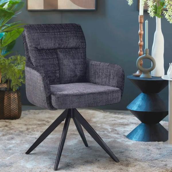 Кухонный стул Fabrik Home Leo Chenille/ Тёмно-серый Черный photo 2