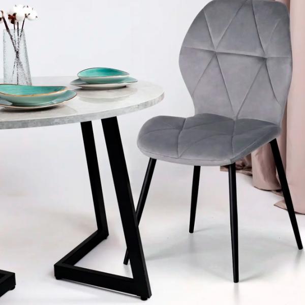 Кухонный стул Fabrik Home Ken Вельвет/ Светло Серый Черный photo 2