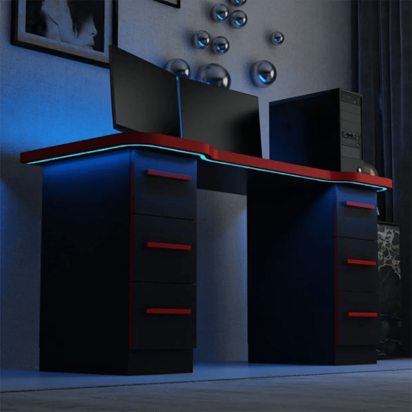 Компьютерный стол Trendy Phoenix 3 ДСП / Чёрный Красный photo 4