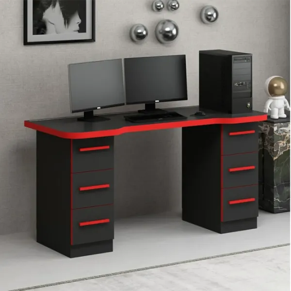 Компьютерный стол Trendy Phoenix 3 ДСП / Чёрный Красный photo 5