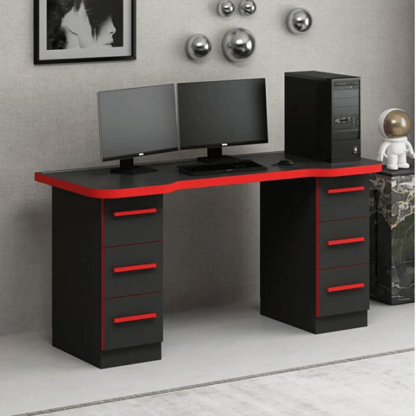 Компьютерный стол Trendy Phoenix 3 ДСП / Чёрный Красный photo 5