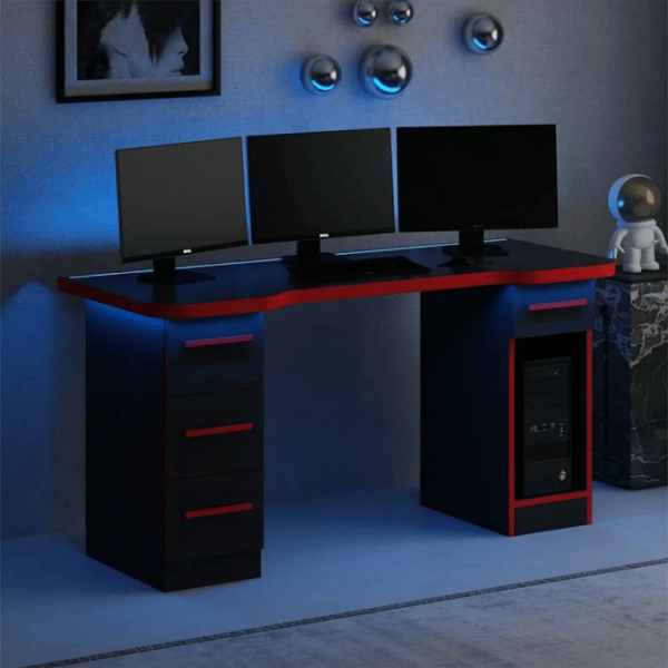 Компьютерный стол Trendy Phoenix 5 ДСП / Чёрный Красный photo 3