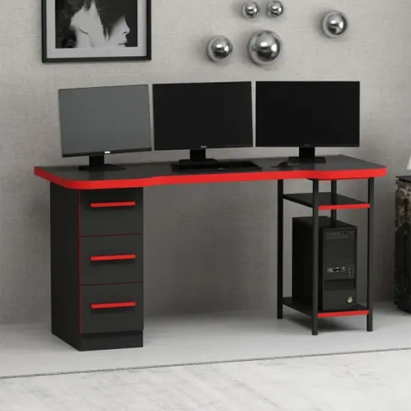 Компьютерный стол Trendy Phoenix 7 ДСП / Чёрный Красный photo 5