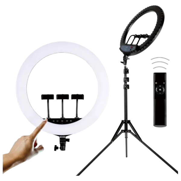 Штатив с круглой лампой Selfie Ring Light HQ-21S 21" Черный photo 3