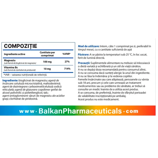 Vitamine și minerale Balkan Pharmaceuticals Chelate + Vit.B6 30 photo 2