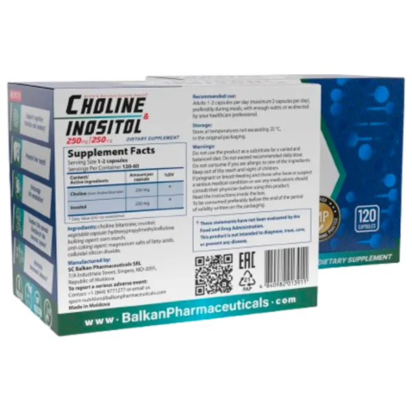 Vitamine și minerale Balkan Pharmaceuticals Choline & Inositol 120 photo 2