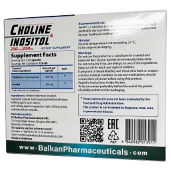 Vitamine și minerale Balkan Pharmaceuticals Choline & Inositol 120 photo 4