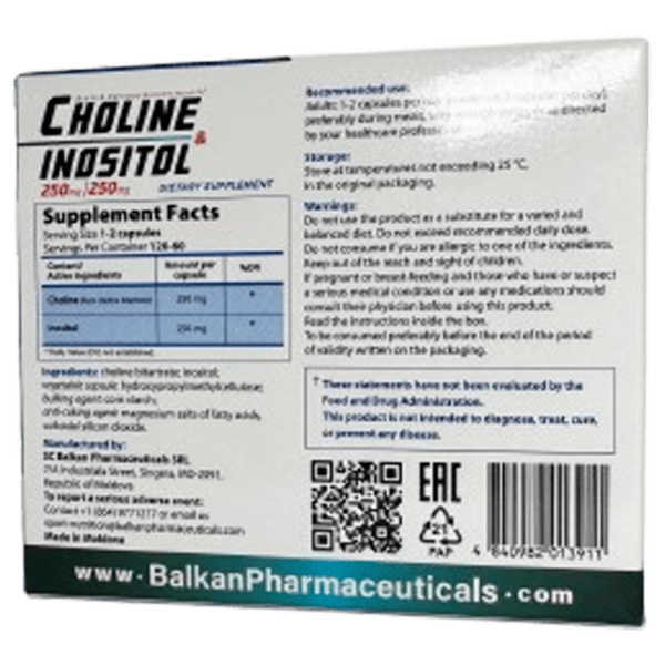 Vitamine și minerale Balkan Pharmaceuticals Choline & Inositol 120 photo 4