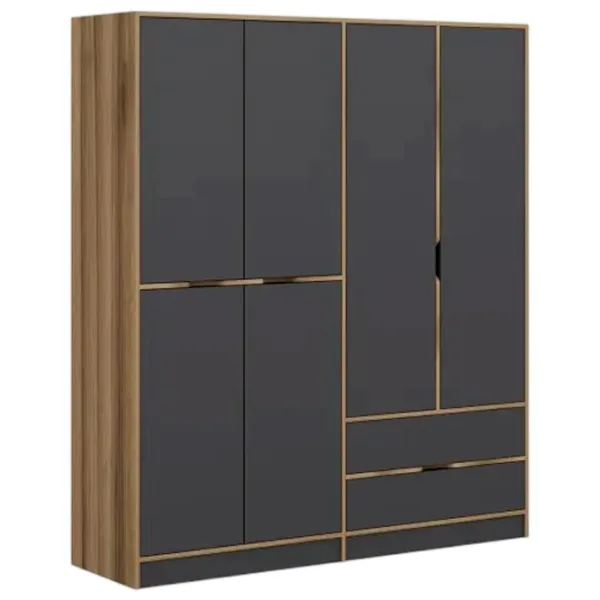 Dulap pentru haine Trendy Elina - 208 185 x 52 x 208 / LPAL / Walnut photo 1