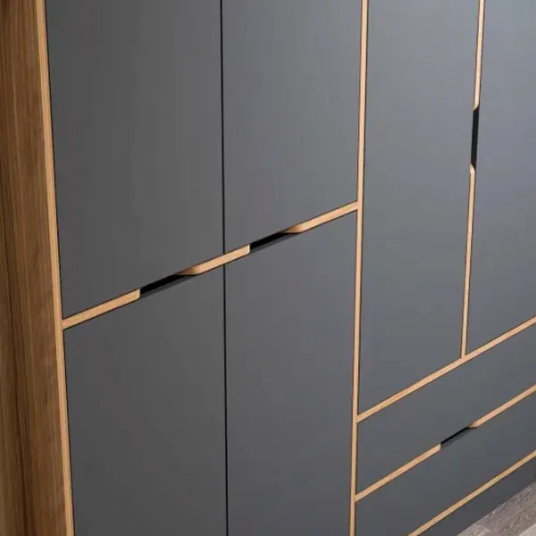 Dulap pentru haine Trendy Elina - 208 185 x 52 x 208 / LPAL / Walnut photo 5
