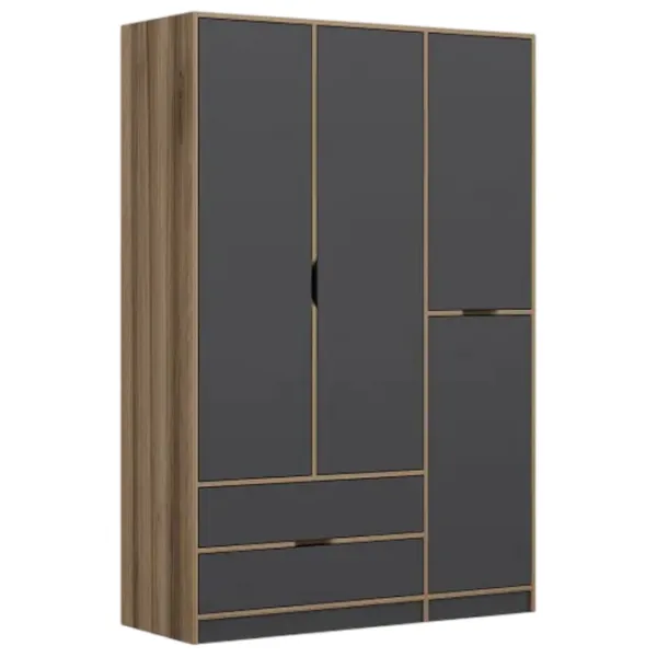 Dulap pentru haine Trendy Elina - 208 140 x 52 x 208 / LPAL / Walnut photo 1