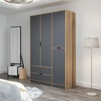 Dulap pentru haine Trendy Elina - 208 140 x 52 x 208 / LPAL / Walnut photo 5