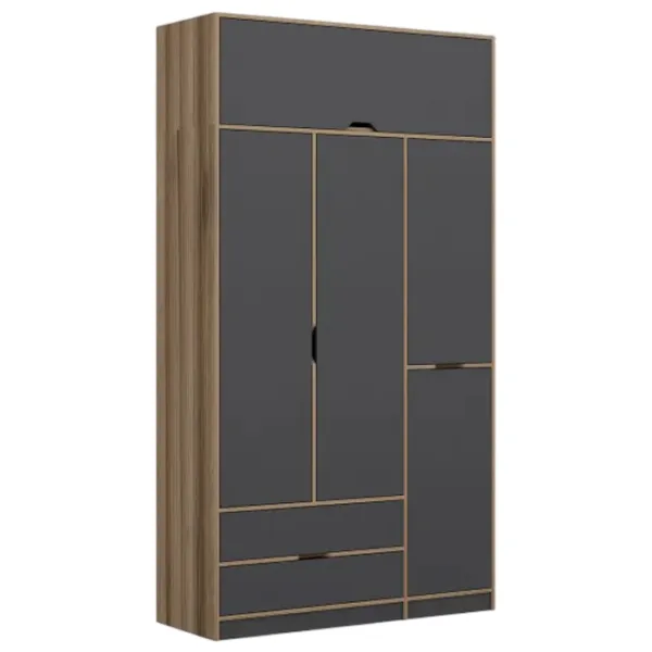 Dulap pentru haine Trendy Elina - 253 140 x 52 x 253 / LPAL / Walnut photo 1