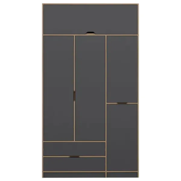 Dulap pentru haine Trendy Elina - 253 140 x 52 x 253 / LPAL / Walnut photo 2
