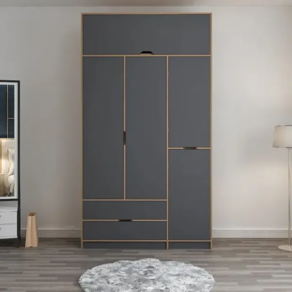 Dulap pentru haine Trendy Elina - 253 140 x 52 x 253 / LPAL / Walnut photo 3