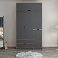 Dulap pentru haine Trendy Elina - 253 140 x 52 x 253 / LPAL / Walnut photo 3