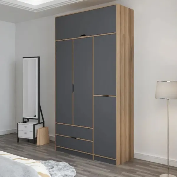Dulap pentru haine Trendy Elina - 253 140 x 52 x 253 / LPAL / Walnut photo 5