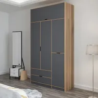 Dulap pentru haine Trendy Elina - 253 140 x 52 x 253 / LPAL / Walnut photo 5