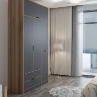 Dulap pentru haine Trendy Elina - 253 140 x 52 x 253 / LPAL / Walnut photo 6