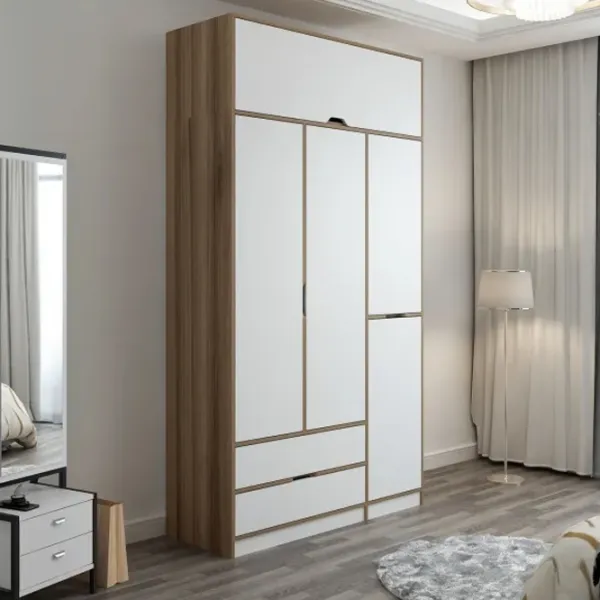 Dulap pentru haine Trendy Elina - 253 140 x 52 x 253 / LPAL / Walnut photo 4