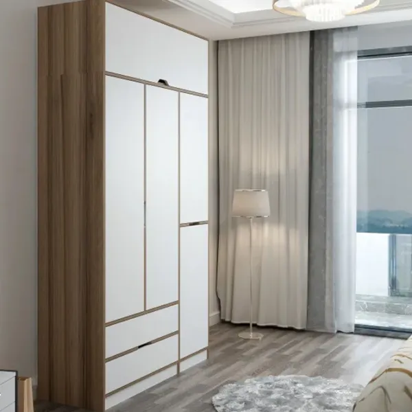 Dulap pentru haine Trendy Elina - 253 140 x 52 x 253 / LPAL / Walnut photo 5