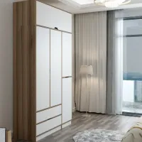 Dulap pentru haine Trendy Elina - 253 140 x 52 x 253 / LPAL / Walnut photo 5