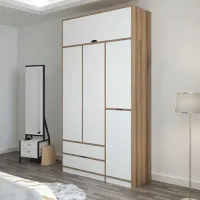 Dulap pentru haine Trendy Elina - 253 140 x 52 x 253 / LPAL / Walnut photo 6