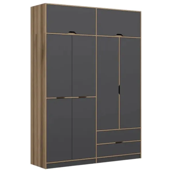 Dulap pentru haine Trendy Elina - 253 185 x 52 x 253 / LPAL / Walnut photo 1