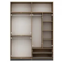 Dulap pentru haine Trendy Elina - 253 185 x 52 x 253 / LPAL / Walnut photo 3
