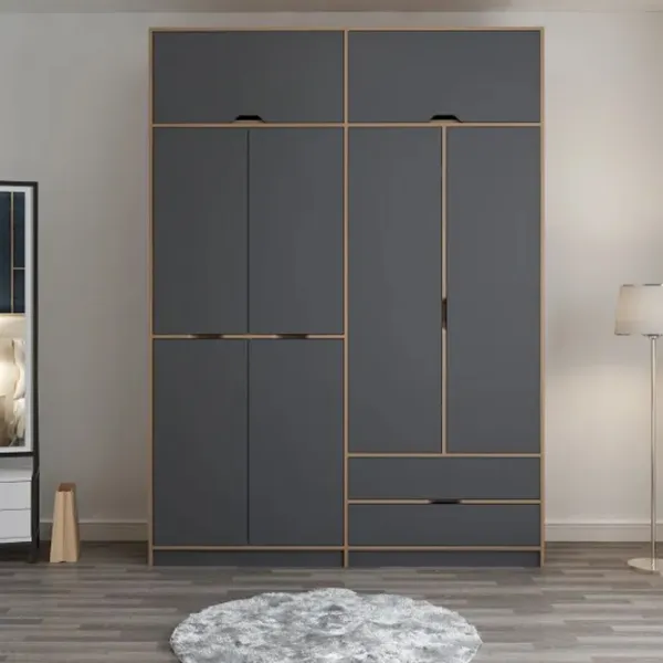 Dulap pentru haine Trendy Elina - 253 185 x 52 x 253 / LPAL / Walnut photo 4