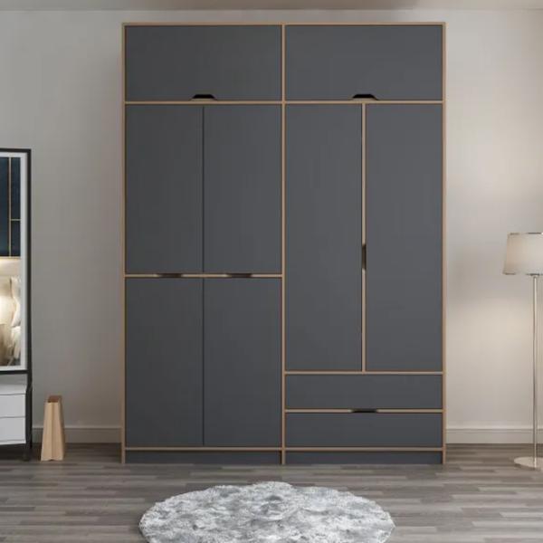 Dulap pentru haine Trendy Elina - 253 185 x 52 x 253 / LPAL / Walnut photo 4